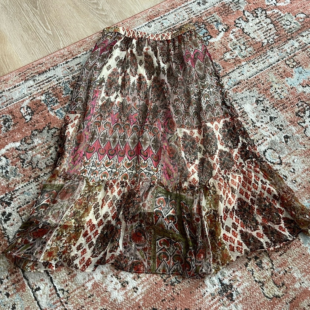 RD Style Multicolor Patterned Midi Skirt